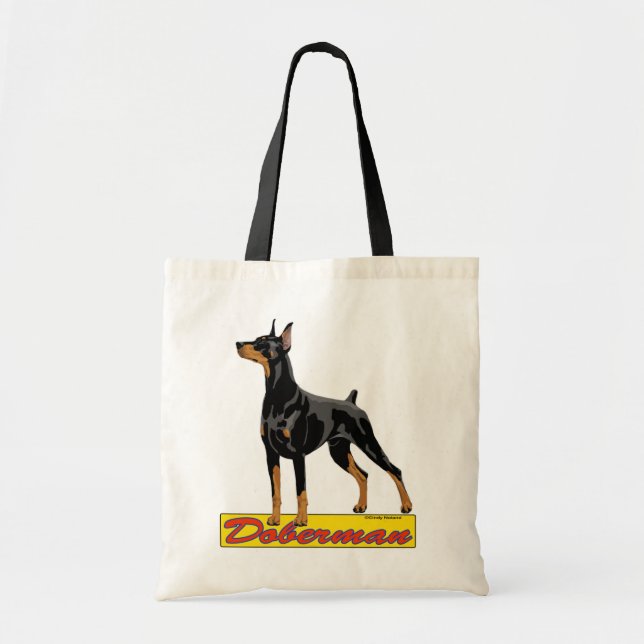 Tote Bag Noir de dobermann (Devant)