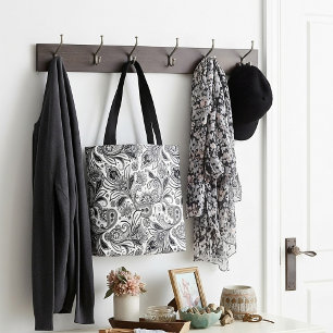 Tote Bag Noir et blanc à motifs paisley