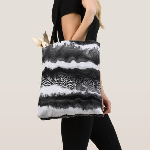 Tote Bag Noir et blanc Abstrait Illusion Art moderne