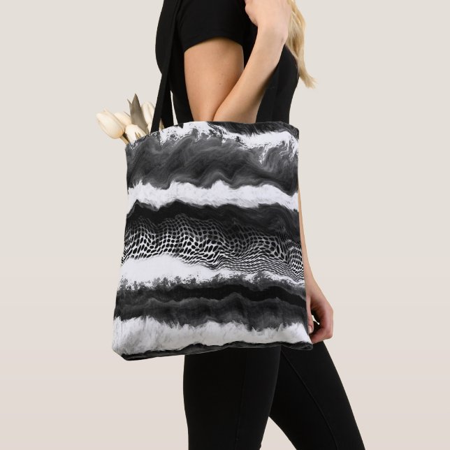Tote Bag Noir et blanc Abstrait Illusion Art moderne (De près)