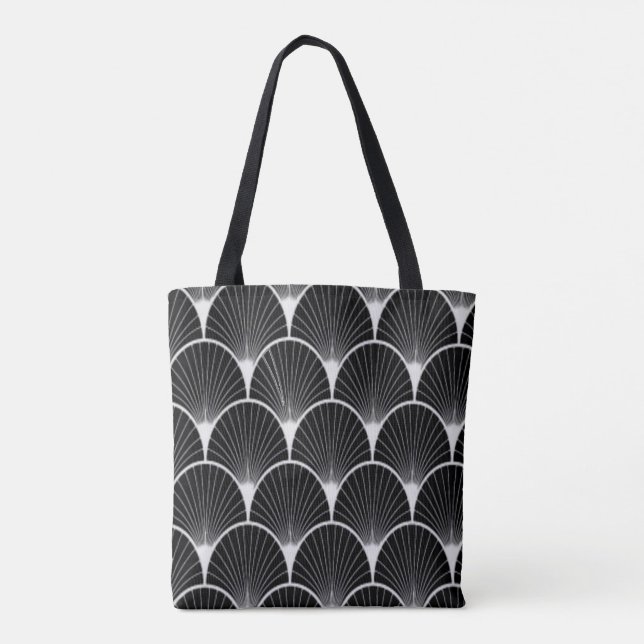 Tote Bag Noir et blanc, art déco, conception Fourre-tout de (Dos)