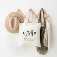 Noir et blanc classique Monogramme mariage Faveur
