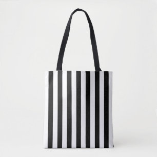 Tote Bag Noir et Blanc Grand Taille Vert. Motif de bandes