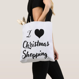 Tote Bag Noir et blanc Je 🖤 Noël shopping