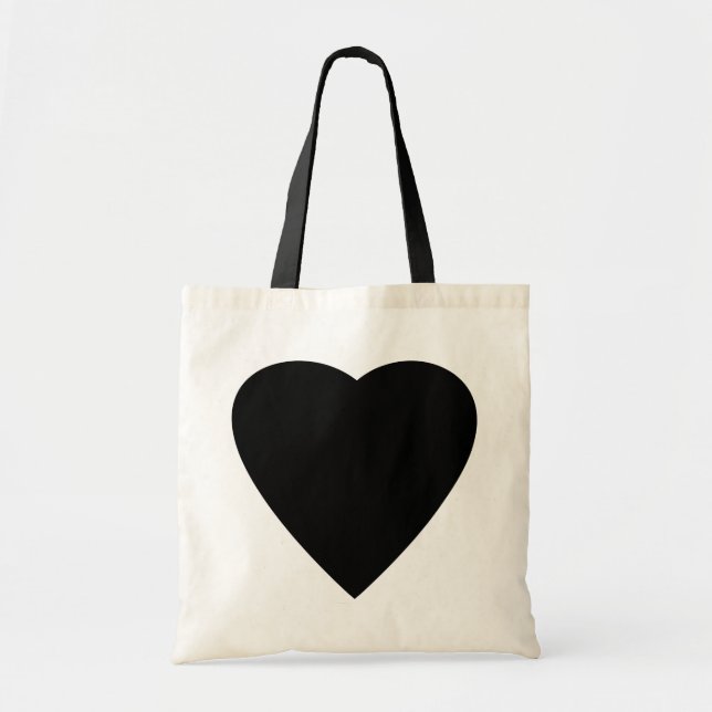 Tote Bag Noir et Blanc Love Heart Design. (Devant)