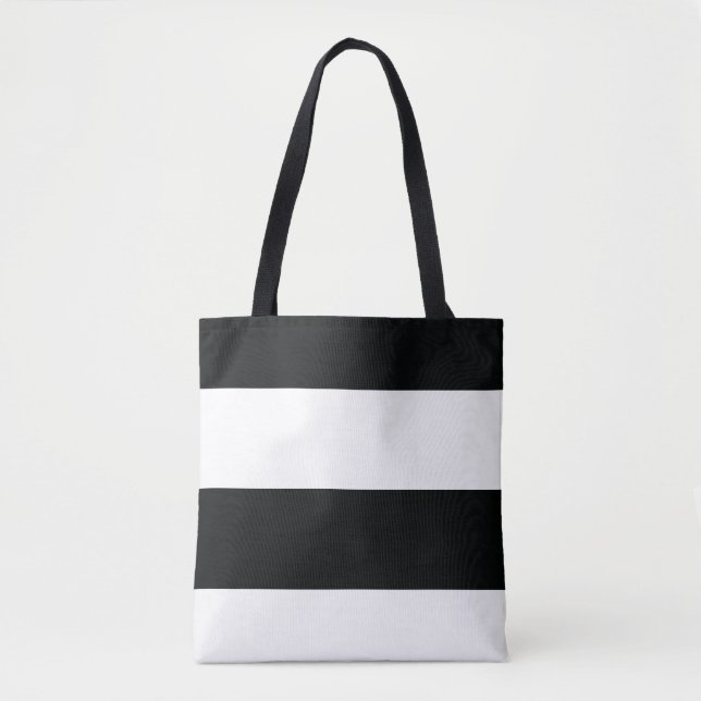 Tote Bag Noir et blanc Simple Extra Wide Strips (Devant)