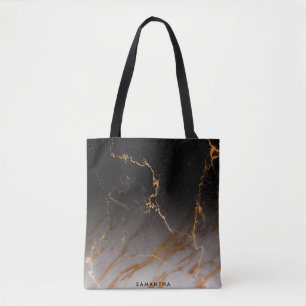Tote Bag Noir et Marbre blanc