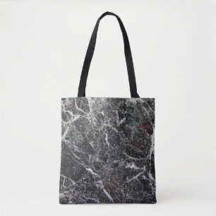 Tote Bag Noir Et Marbre blanc. Touche de rouge