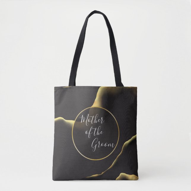 Tote Bag Noir et or 💡 huile d'encre Abstraite moderne (Devant)