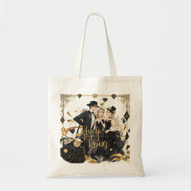 Tote Bag Noir et or, Luxe riche, style Moulin rouge (Devant)
