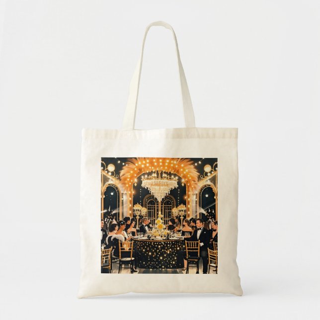 Tote Bag Noir et or, Luxe riche, style Moulin rouge (Devant)
