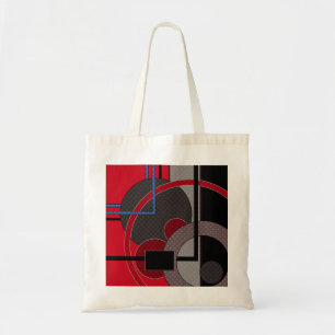 Tote Bag Noir et rouge, abstrait, peinture, géométrique