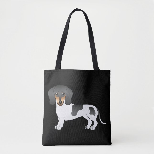 Tote Bag Noir Et Tan Piebald Cheveux Courte Dachshund - Noi (Devant)