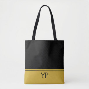 Tote Bag Noir fait sur commande et or de monogramme