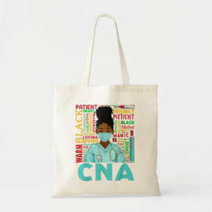 Tote Bag Noir forte infirmière CNA Afro Melanin Afrique Amé