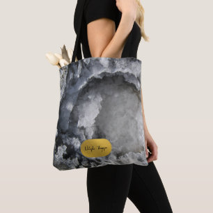 Tote Bag Noir Gold Foil Crystals de mer Signature Script