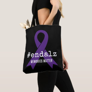 Tote Bag Noir Hashtag de sensibilisation à la maladie d'Alz