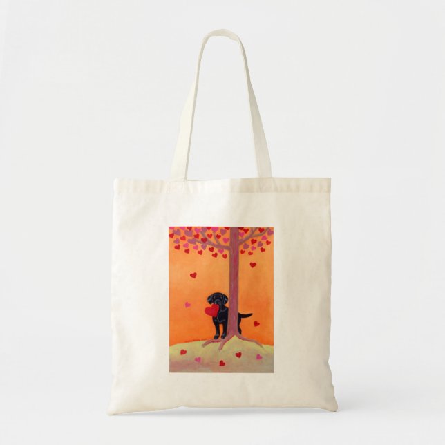 Tote Bag Noir Labrador de couleur d'automne (Devant)