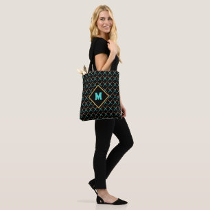 Tote Bag noir moyen siècle moderne abstrait rétro motif