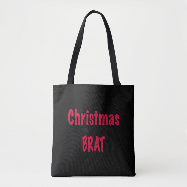 Tote Bag Noir Noir Bré de Noël (Devant)