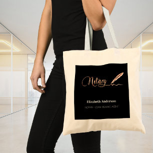 Tote Bag Noir noir rose or signature nom du stylo
