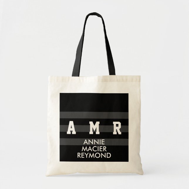 Tote Bag noir personnalisé / promotionnel / initiales perso (Devant)