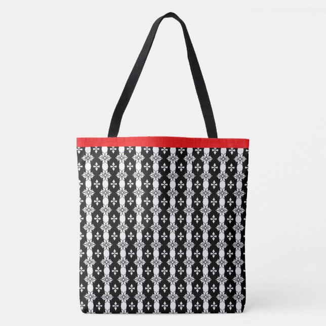 Tote Bag Noir rouge et blanc (Devant)