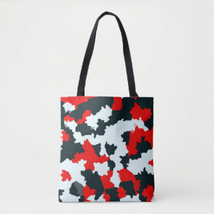 Tote Bag Noir rouge et blanc irrégulier Abstrait