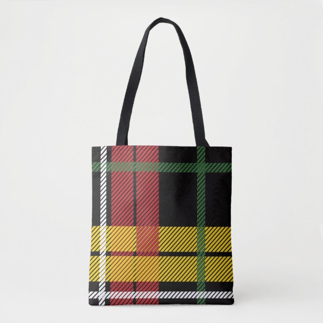 Tote Bag Noir Rouge Jaune Blanc Plaid Tartalo Imprimer (Devant)