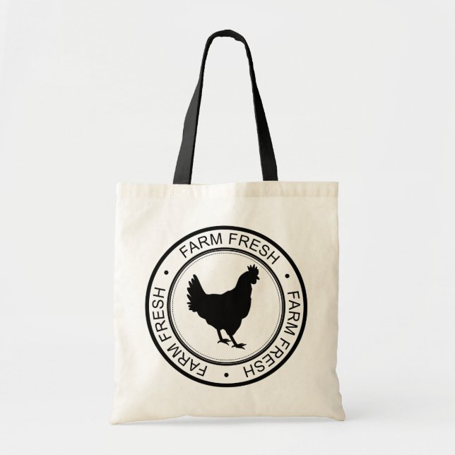 Tote Bag Noir rustique ferme Fraîche Badge noir (Devant)