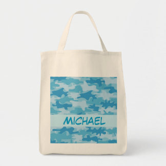 Tote Bag Nom bleu de camouflage de Camo personnalisé