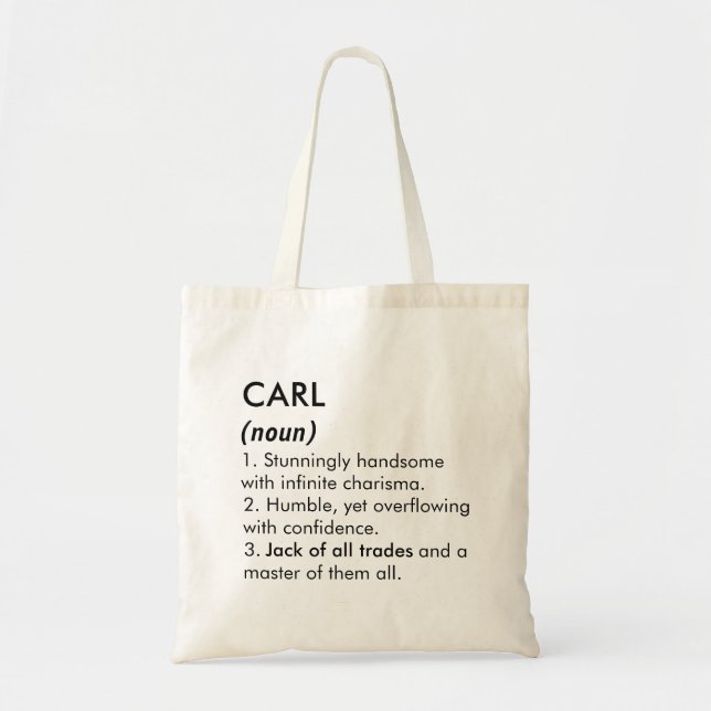 Tote Bag Nom Carl, Nom éditable, Nom personnalisé (Devant)