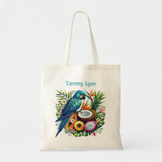 Tote Bag Nom d'ajout d'oiseau tropical mignon