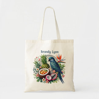 Tote Bag Nom d'ajout d'oiseau tropical mignon