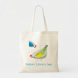 Tote Bag Nom de bibliothèque de poulet mignon aquarelle