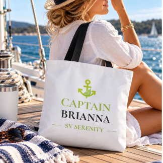Tote Bag Nom de capitaine personnalisé & nom de bateau Naut