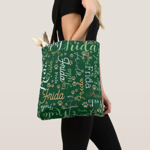 Tote Bag Nom de chien et Empreintes de pattes répétés parto