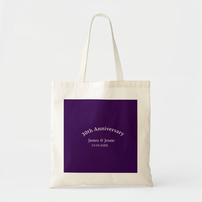 Tote Bag nom de date d'anniversaire de mariage 30 ans simpl (Devant)