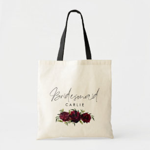 Tote Bag Nom de Demoiselle d'Honneur écriture Bourgogne Ros