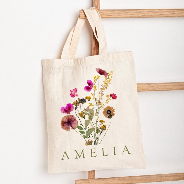 Tote Bag Nom de Demoiselle d'Honneur Fleur de Champ Rustiqu (Créateur téléchargé)