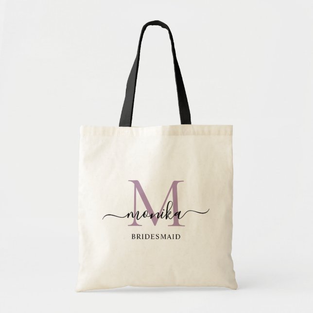 Tote Bag Nom de demoiselle d'honneur personnalisé Lavande É (Devant)