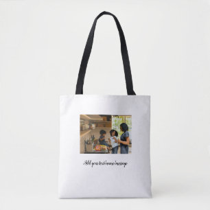 Tote Bag nom de famille maman collage photo simple minimali