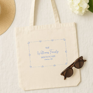 Tote Bag Nom de famille personnalisé Beach House Coastal Bl