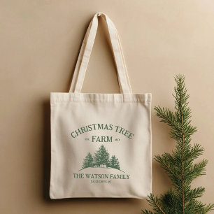 Tote Bag Nom de famille personnalisé Christmas Tree Farm Re