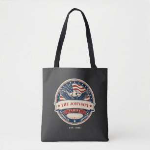 Tote Bag Nom de famille personnalisé T-shirt aigle patrioti