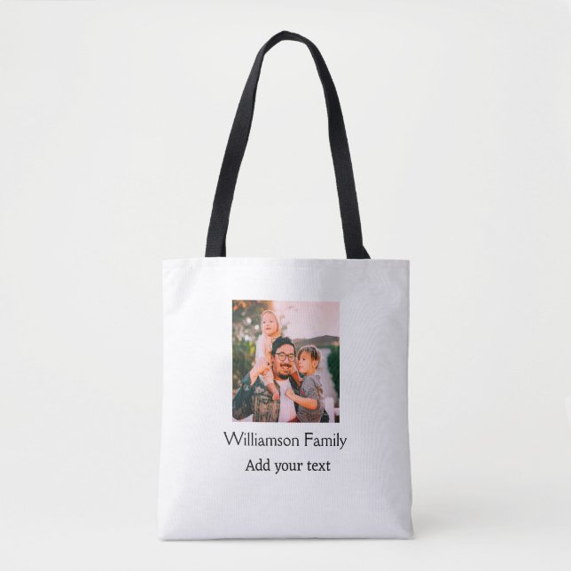 Tote Bag Nom de famille photo message texte vacances simple (Devant)