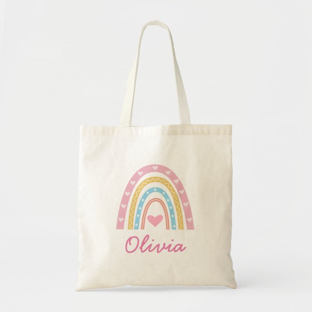 Tote Bag Nom de fille arc-en-ciel Bohème Pastel (Devant)