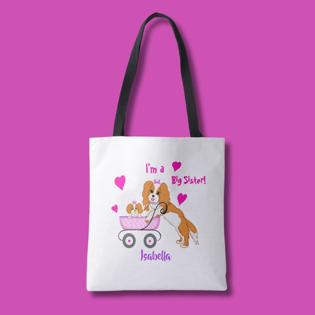 Tote Bag Nom de grande sœur Cavalier King Charles Spaniel  (Créateur téléchargé)