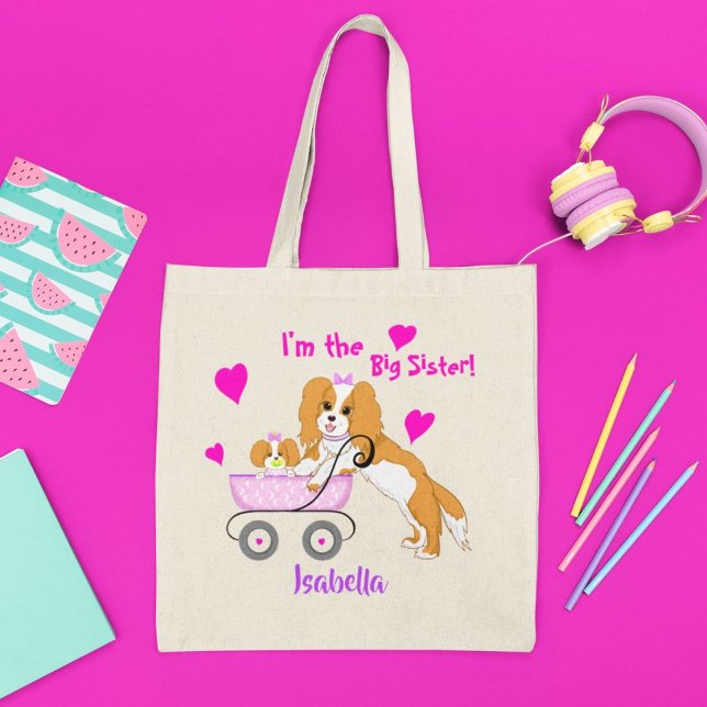 Tote Bag Nom de grande sœur Cavalier King Charles Spaniel (Créateur téléchargé)