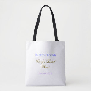 Tote Bag Nom de la date du mariage bulleux et brunch violet